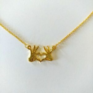 Jewelry - I Love You Heart Hands Necklace Goldtone Jewelry - I Love You Heart Hands Necklace Goldtone